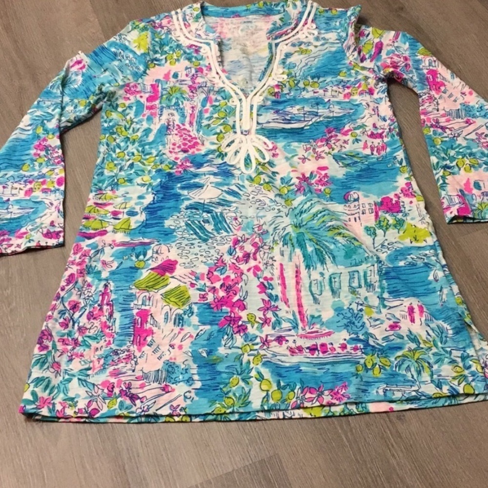 NWT Lilly Pulitzer Kaia knit tunic in XS Postcards from Positano print